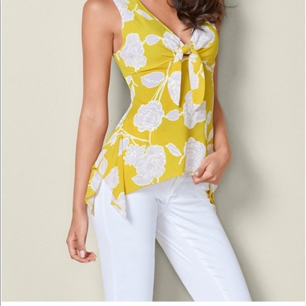 VENUS Floral Women's Tie Front Blouse Size M